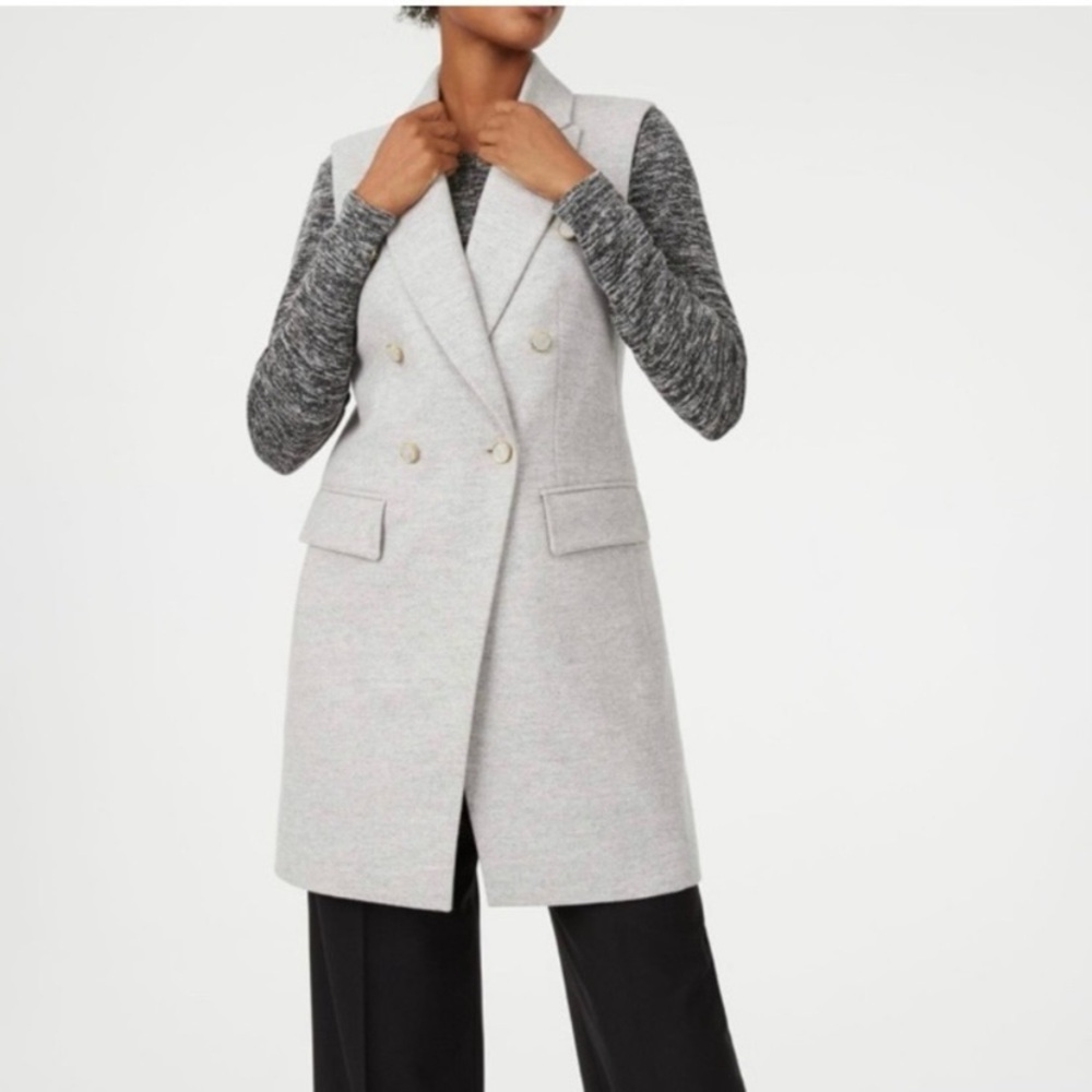 Club Monaco Selska Flannel Grey Wool Blended Double Breasted Vest size XS